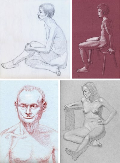 Example one-hour, thirty-minute life drawings