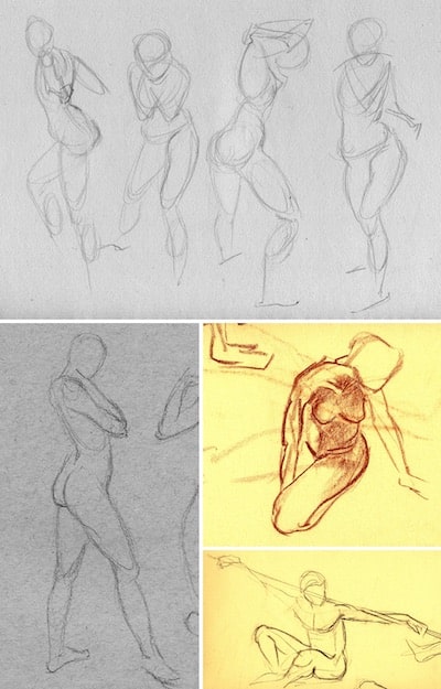 Example one-minute life drawings
