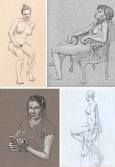 Example two-plus-hour life drawings