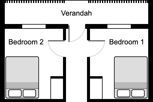 A central hallway flanked by rooms