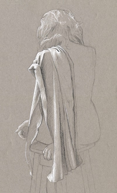 Girl sitting with drapery