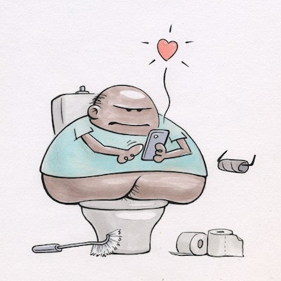 Graeme Frontbum on the toilet