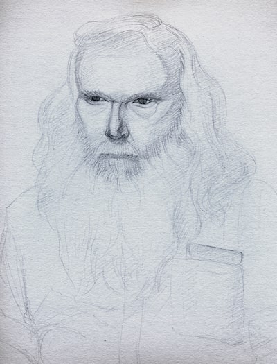 Man with white beard (graphite pencil)