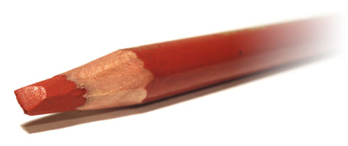 A pencil sharpened in the chisel point style