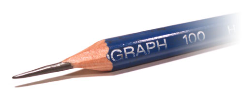 A pencil sharpened in the needle point style