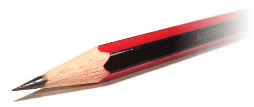 A pencil sharpened in the standard point style