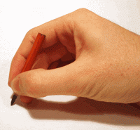 Drawing with a short pencil animation