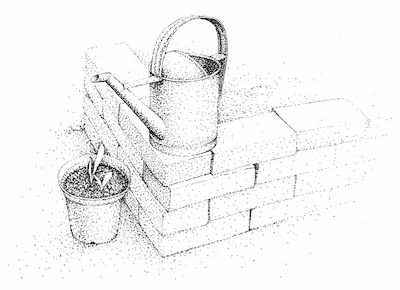 Watering can (pointillism)