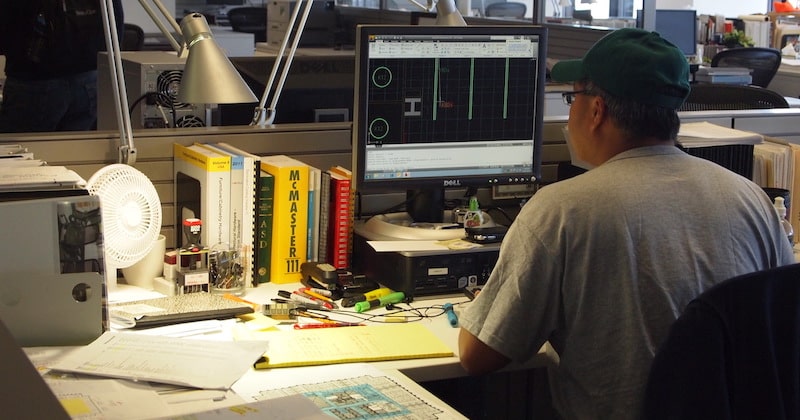 An architect working on a computer