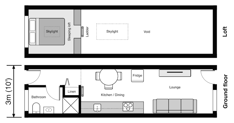 3-meter wide driveway house floor plan