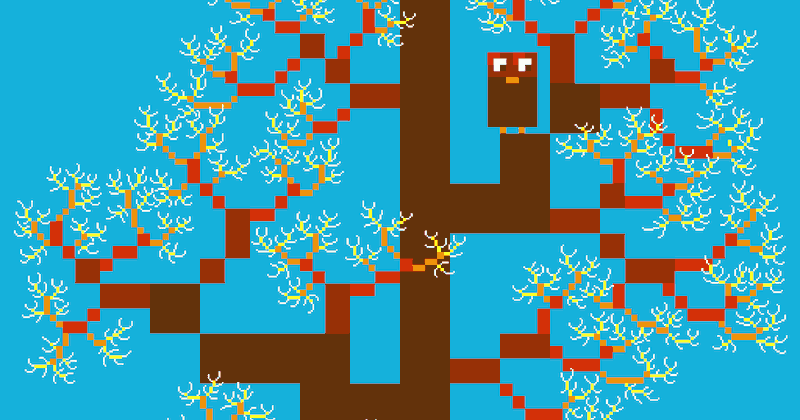 A fractal artwork of an owl in a tree